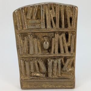 Brutalist Brass Bookend Library Bookshelf Art VTG MCM Office Decor Door Stop